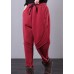 Elegant elastic waist women pants oversize red Tutorials drawstring Jeans