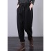 Bohemian fall plus size black Fabrics drawstring pockets pant