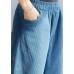 French elastic waist wild trousers oversized blue wide leg trousers