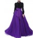 Bow Belt Solid Color Mesh Tulle Pleated High Waist Women Maxi Skirt