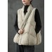 Organic Khaki Pockets Loose Casual Winter Puffer Vest