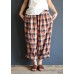 Xia Xin original design cotton and linen pants female loose nine points pants elastic waist