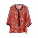 Handmade Red Print Side Open Top Linen