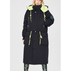 Modern Black Pockets Button Thick lengthen Winter Duck Down Coat