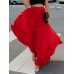 Boho Elastic Waist Pleated Pure Color Women Skirts